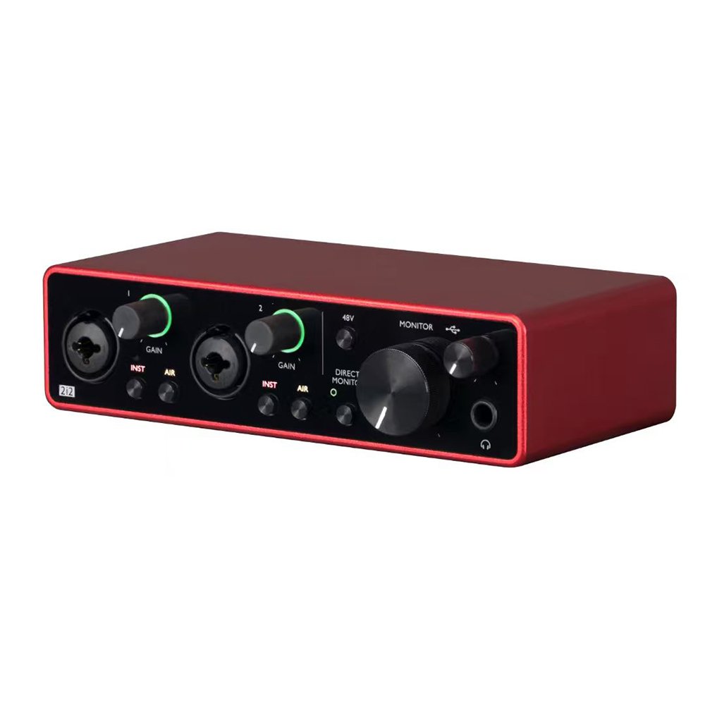 Interfaz de audio USB YH- 2i2 01 Vista frontal de la interfaz de audio USB YH-Audio 2i2 24 bits 192kHz