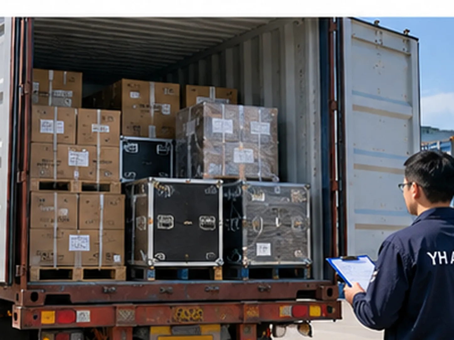 Completed mixed professional audio order prepared for shipment to an international buyer